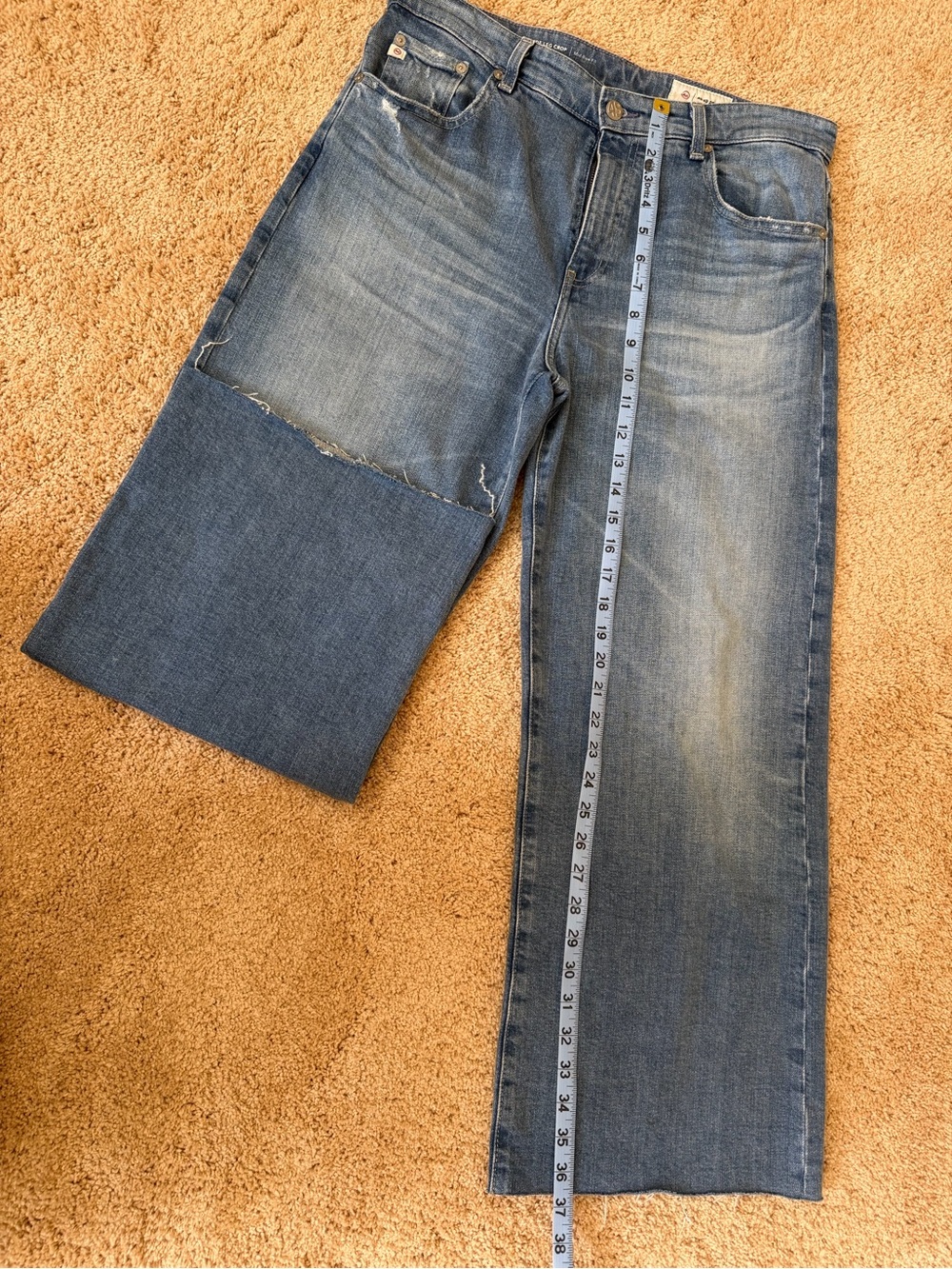AG Saige Wide-Leg Crop Blue Denim Jeans - Picture 2 of 6